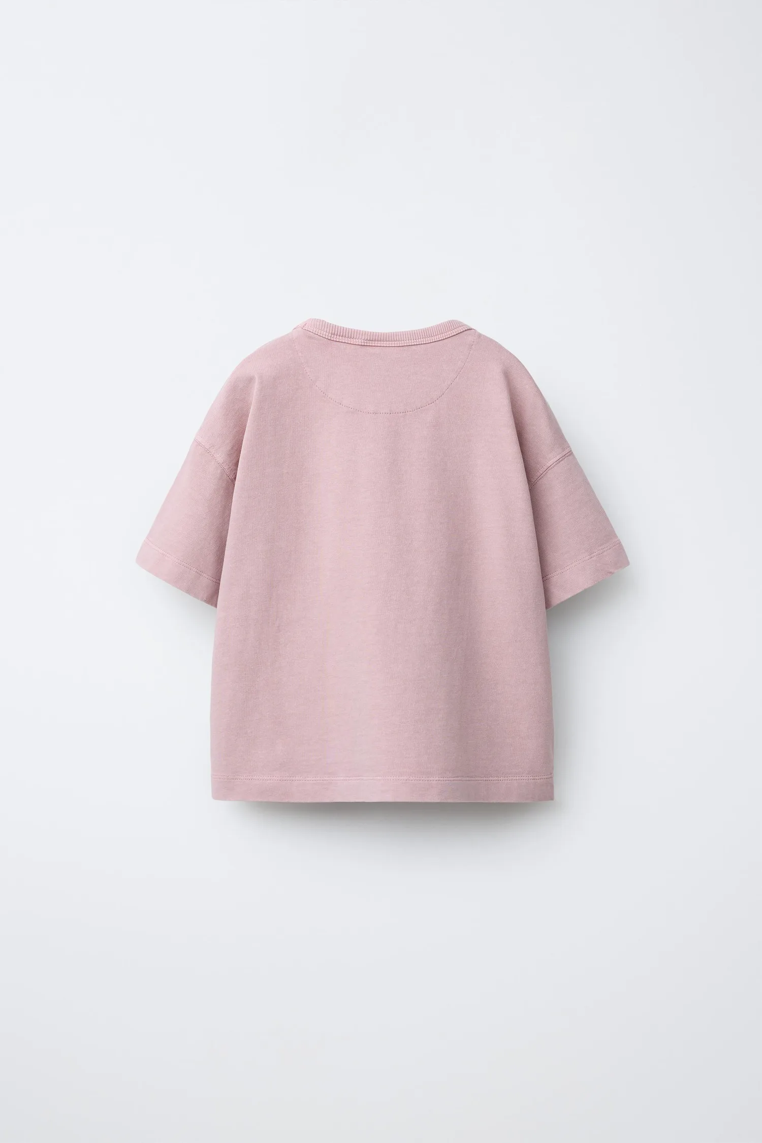 Однотонная футболка, окрашенная методом глажения Zara, розовый — фото 2