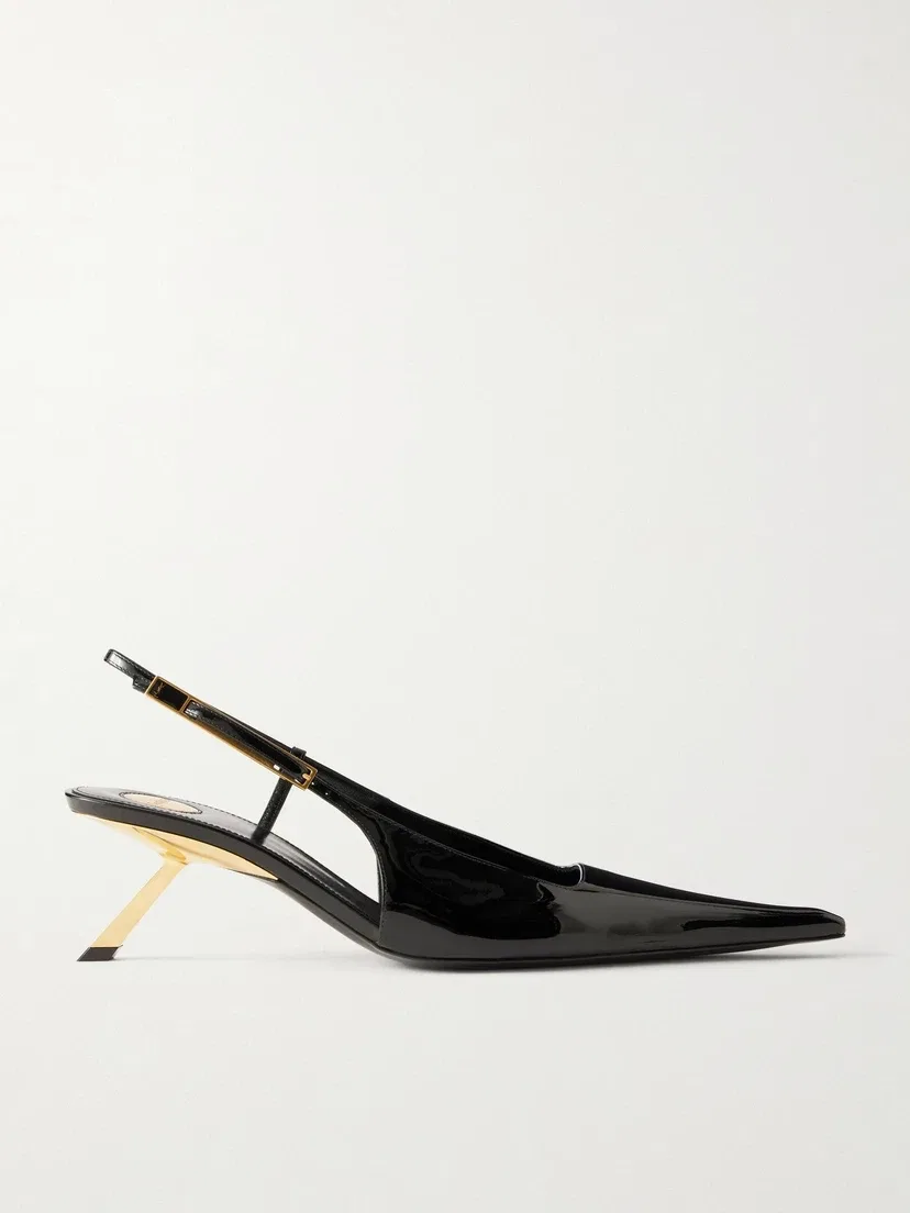 Туфли-слингбэки Lee из лакированной кожи SAINT LAURENT, черный