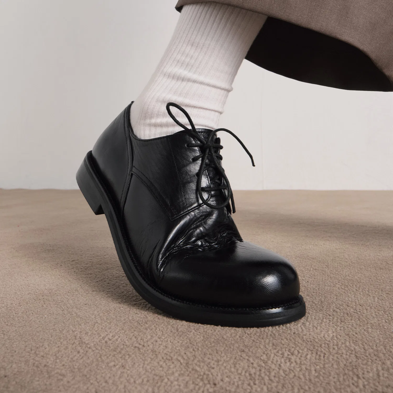 Мужские чёрные дерби Noir Fold Horsehide от Nerdking x Sixft