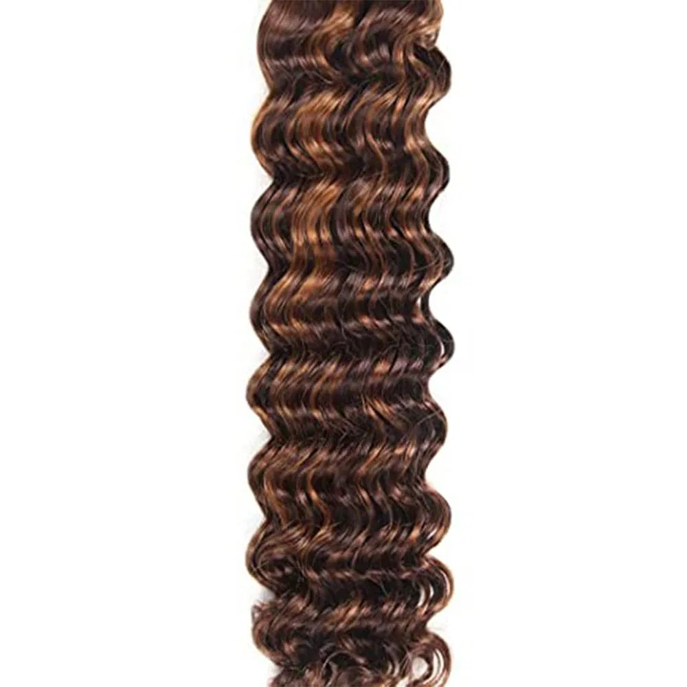 Наращиваемые волосы Highlight Deep Wave Bundles из бразильских человеческих волос P4/30 (3 пучка, 16, 18, 20 дюймов) Poutpoutm — фото 2
