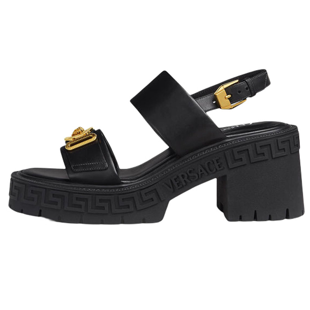 VERSACE Кожаные модные сандалии MEDUSA BIGGIE для женщин, черные