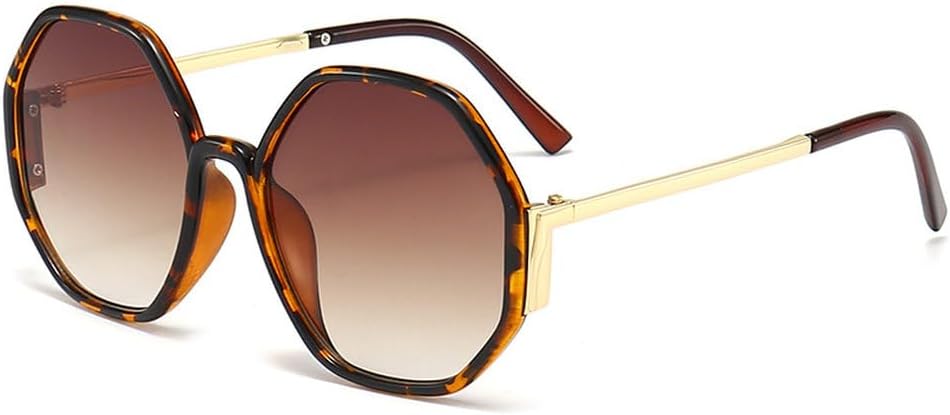 

Солнцезащитные очки Hexagon для женщин, солнцезащитные очки неправильной формы для мужчин, очки для вождения и рыбалки, защита от УФ-излучения UV400, роскошные, SUN4742 Generic, Leopard