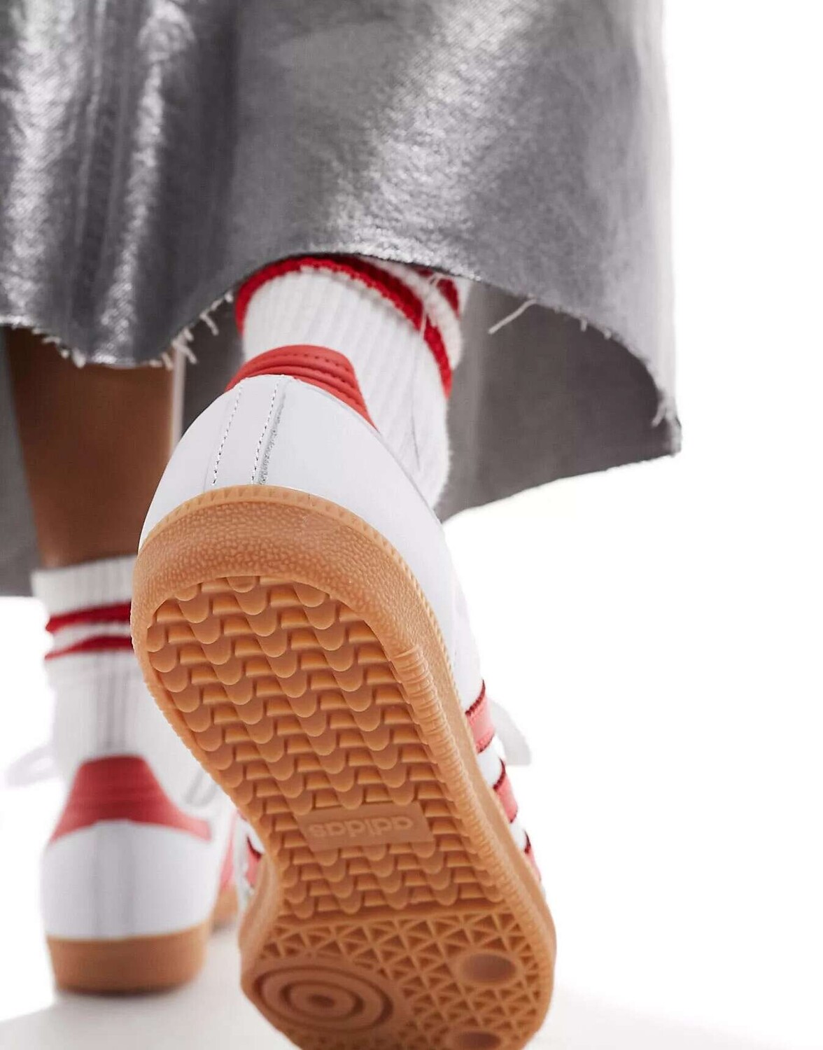 Белые и ярко-красные кроссовки adidas Originals Samba OG — фото 3