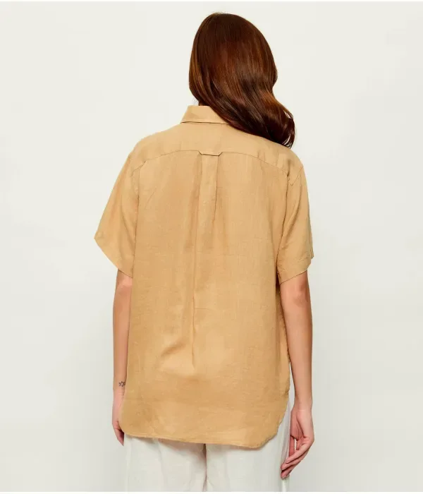 Льняная рубашка relaxed fit Polo Ralph Lauren, бежевый — фото 3
