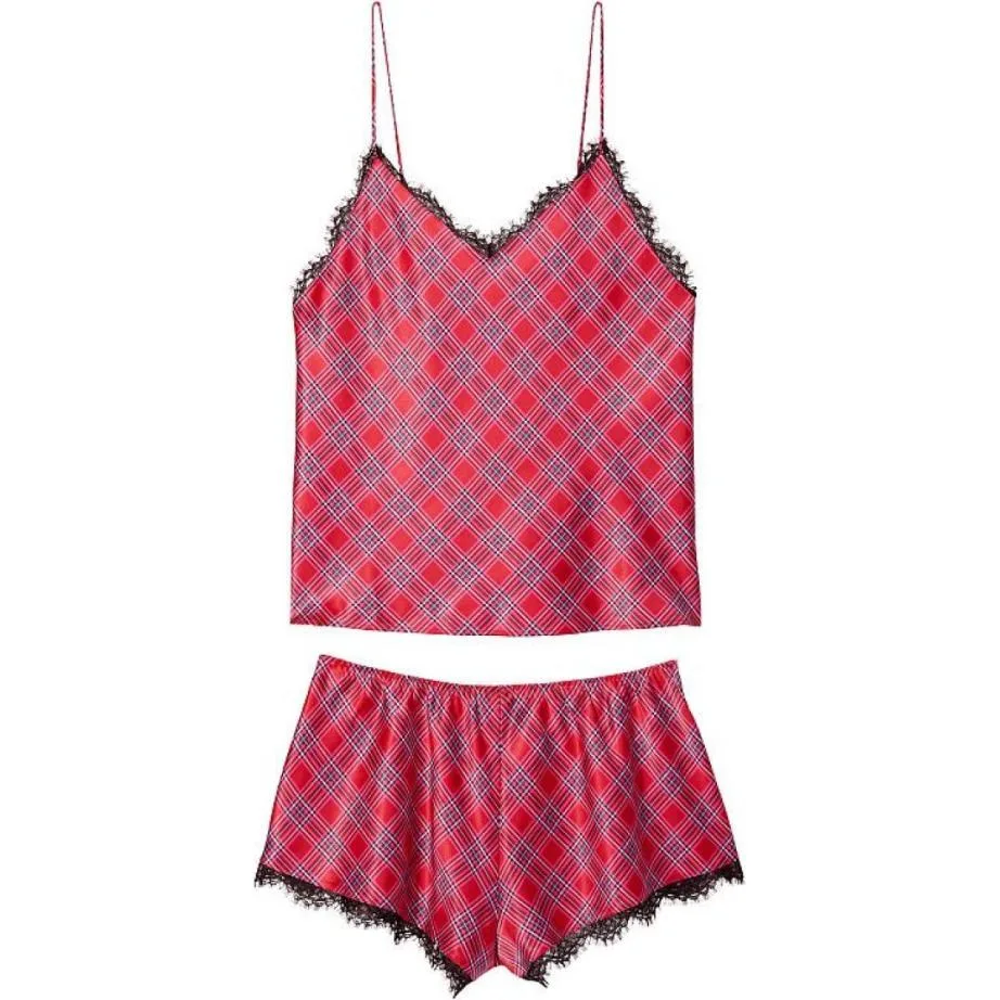 Victoria's Secret Пижамный комплект SEXY KI для женщин в красную клетку