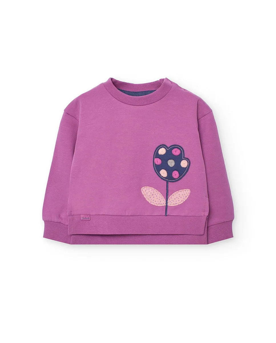 

Короткая плюшевая детская толстовка с цветочным рисунком Boboli, сиреневый