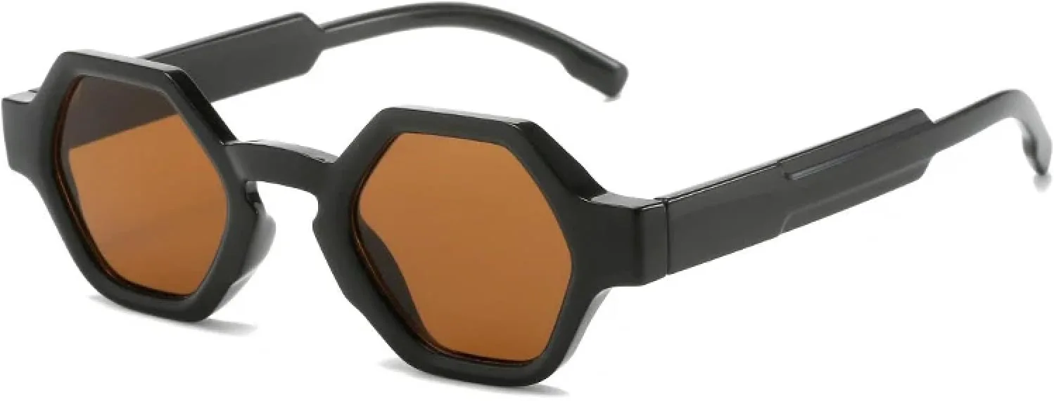 

Ретро-солнцезащитные очки Polygon для женщин, защита от УФ-излучения UV400, модные панк-очки, конфетные цвета, мужские солнцезащитные очки TVTBBVV, Black Tea