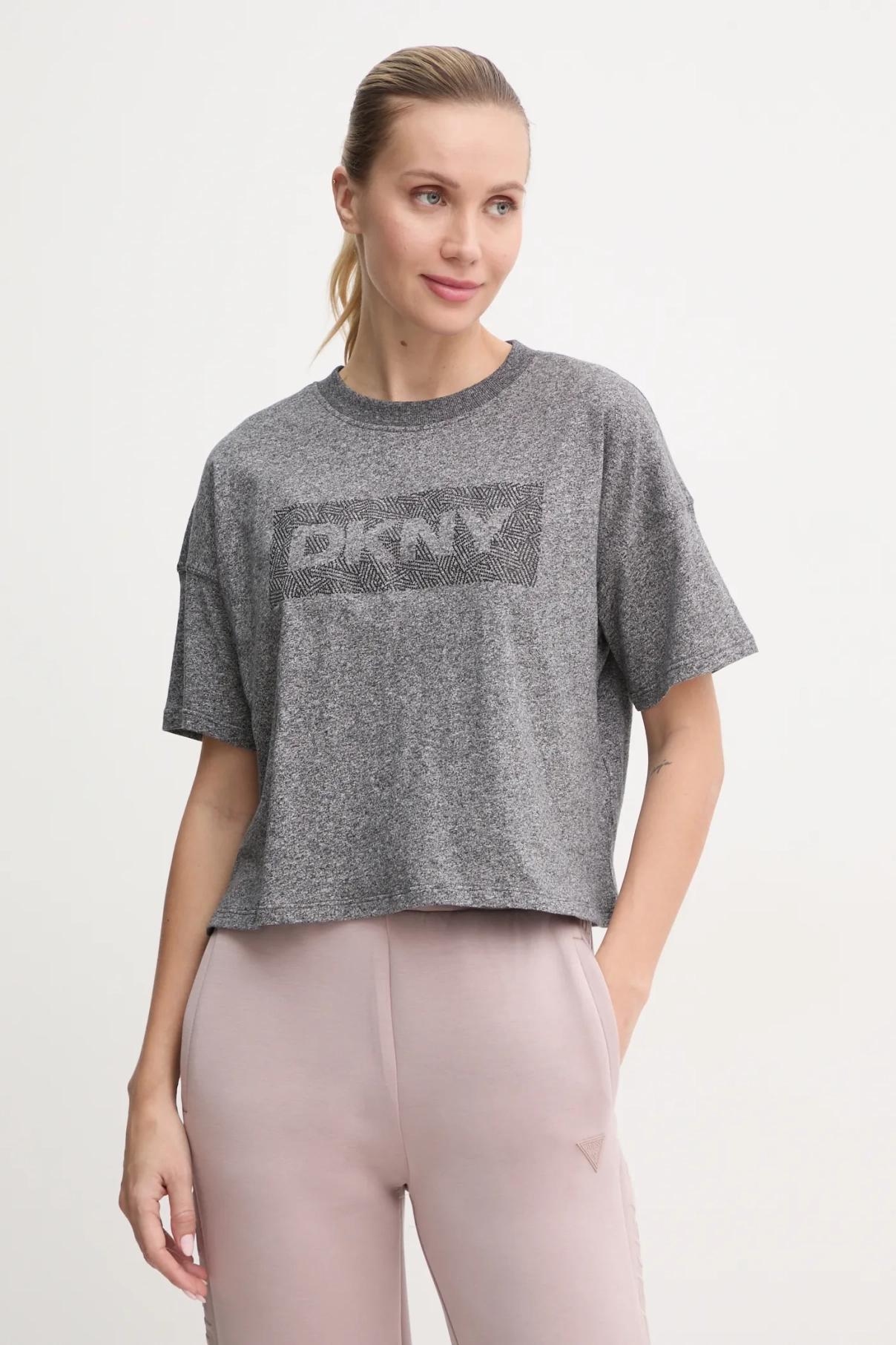 

Хлопковая футболка Dkny, серый