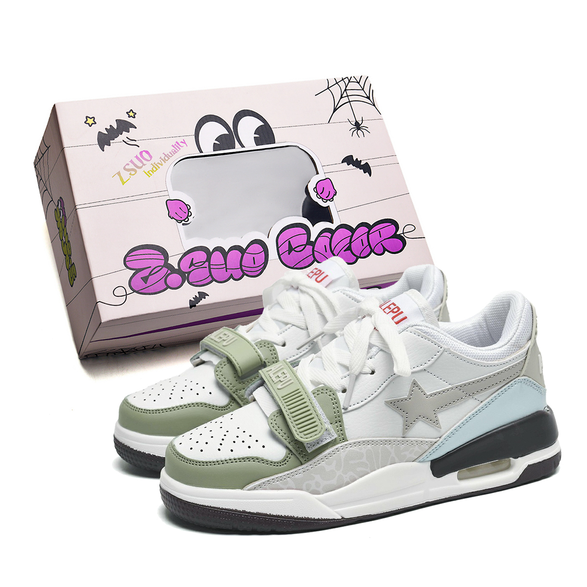 

Z.SUO Амортизирующие увеличивающие рост легкие низкие скейтборд кроссовки унисекс Ginkgo Green, цвет Ginkgo Green