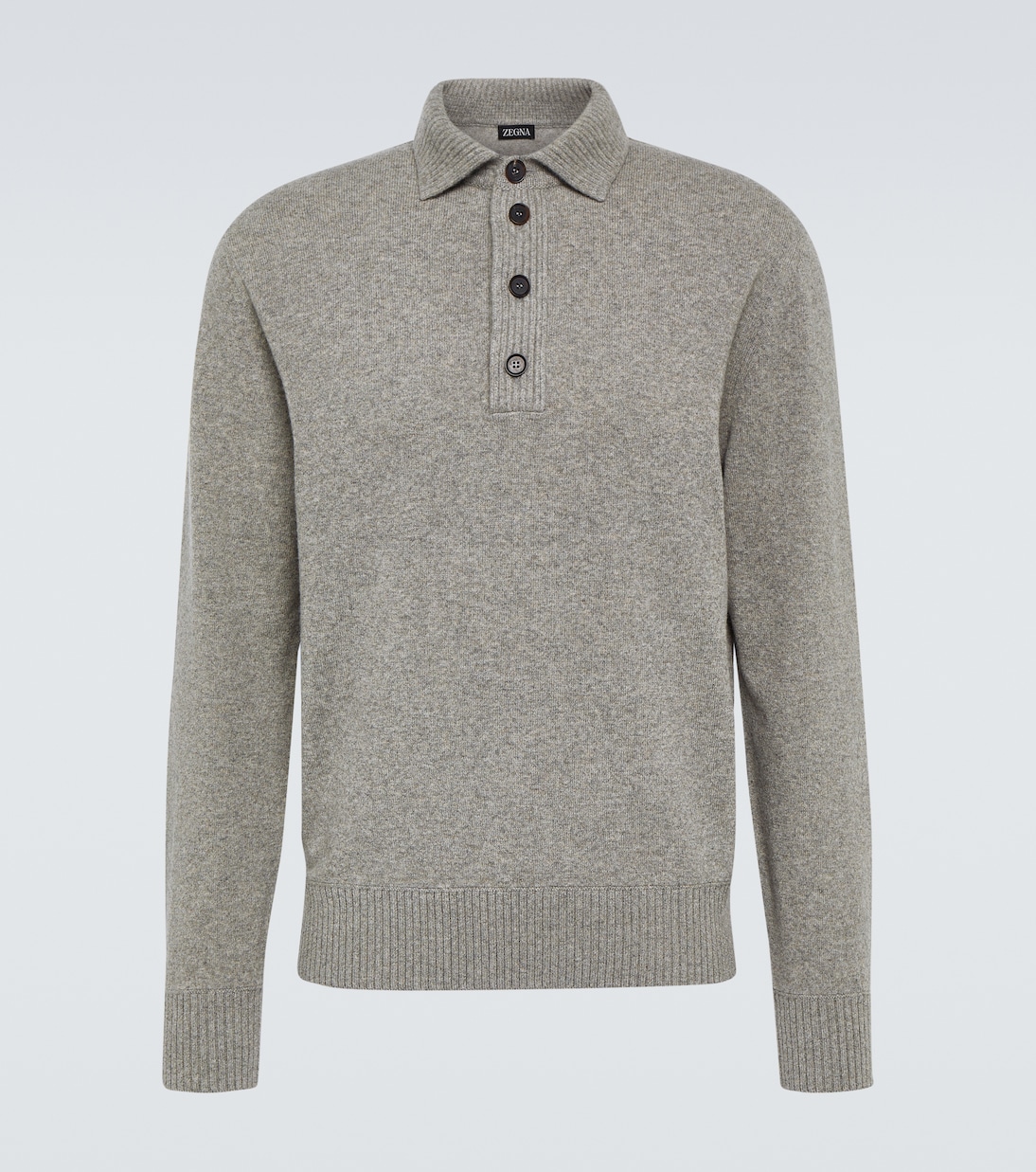 

Шерстяной поло свитер с кашемиром Zegna, Grey Melange