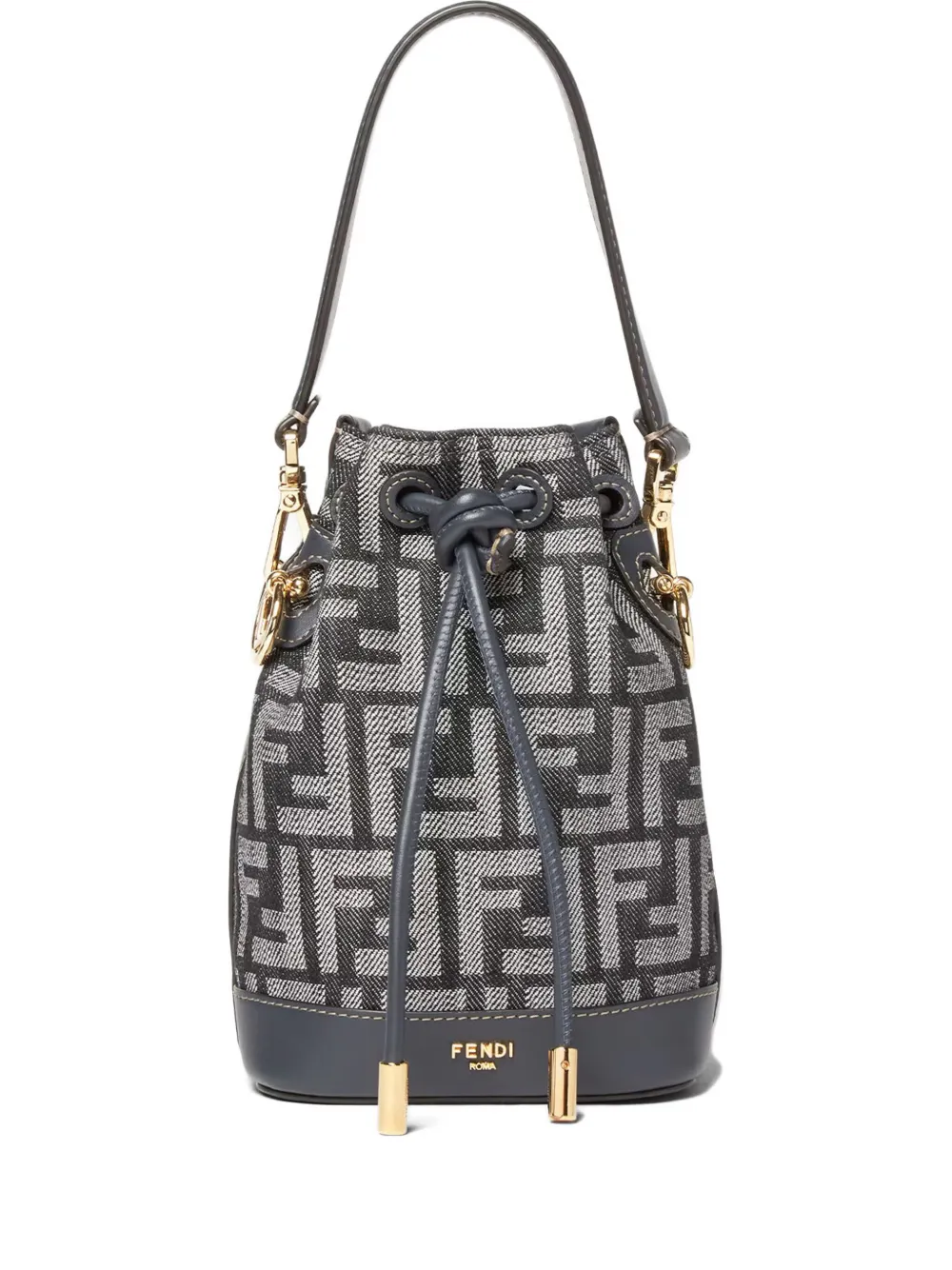 

Сумка-ведро Mon Tresor с логотипом и кулиской Fendi, синий