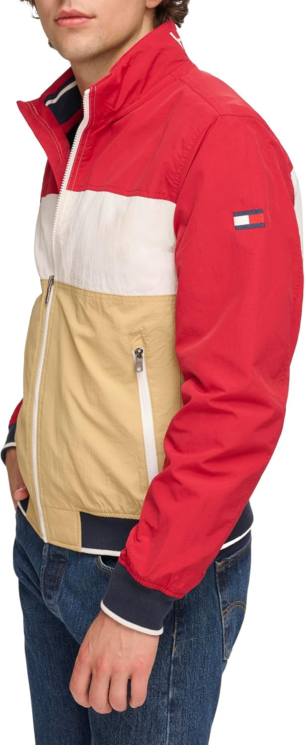 Мужская куртка-бомбер для яхтинга Tommy Hilfiger, Khaki/Red Colorblock — фото 3