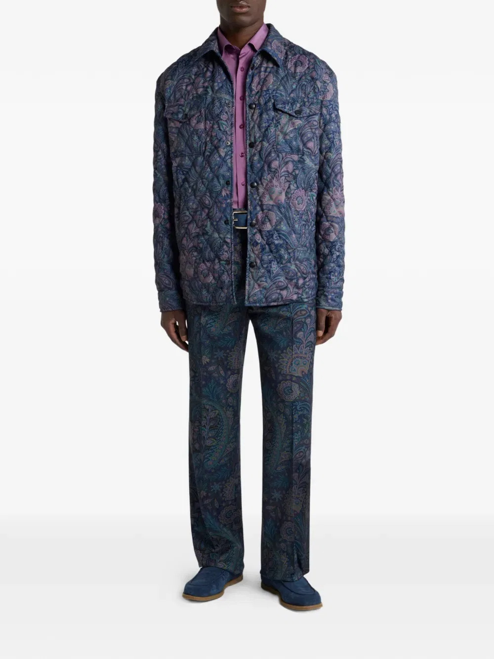 Стеганая куртка с узором пейсли Etro, синий — фото 2
