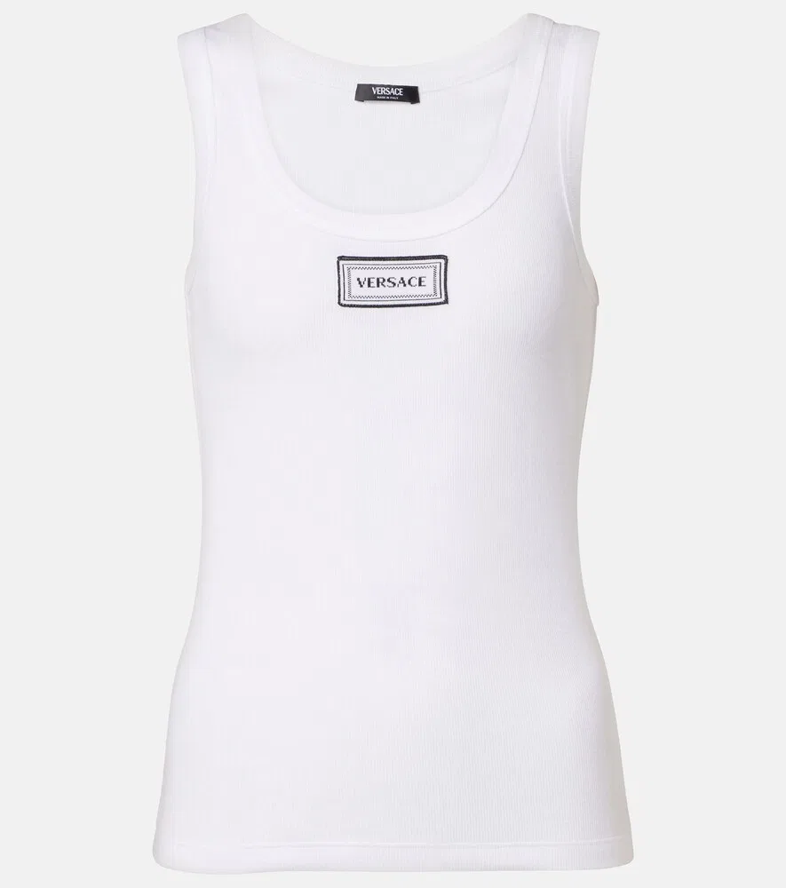 Топ из смесовой хлопковой ткани Versace, белый