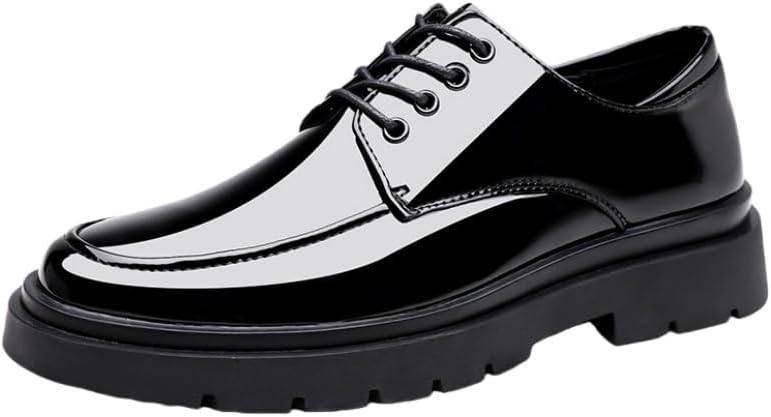 

Мужские стильные кожаные туфли с круглым носком однотонного цвета, с полиуретановым покрытием, большого размера, с резиновой подошвой, для работы и вечеринок Fusecottc, черный