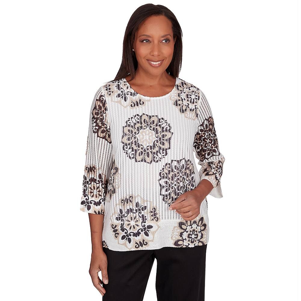 

Женский фактурный топ Alfred Dunner Medallion, цвет Multi Black
