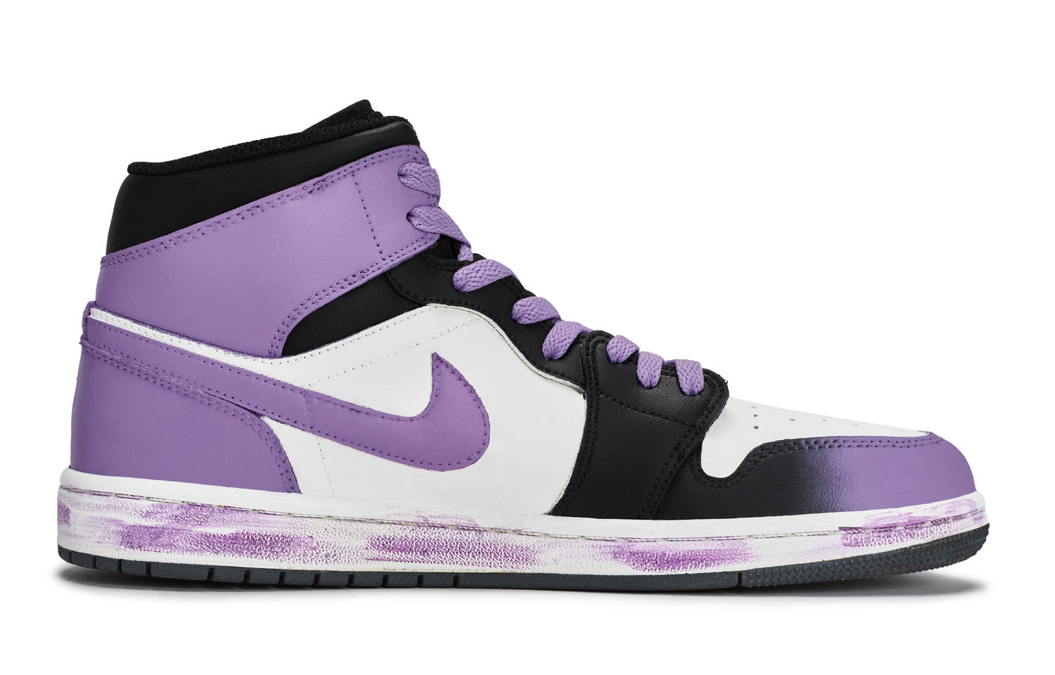 Jordan Air 1 Batik Mismatched High top детские баскетбольные кроссовки черный белый синий фиолетовый Unisex — фото 4