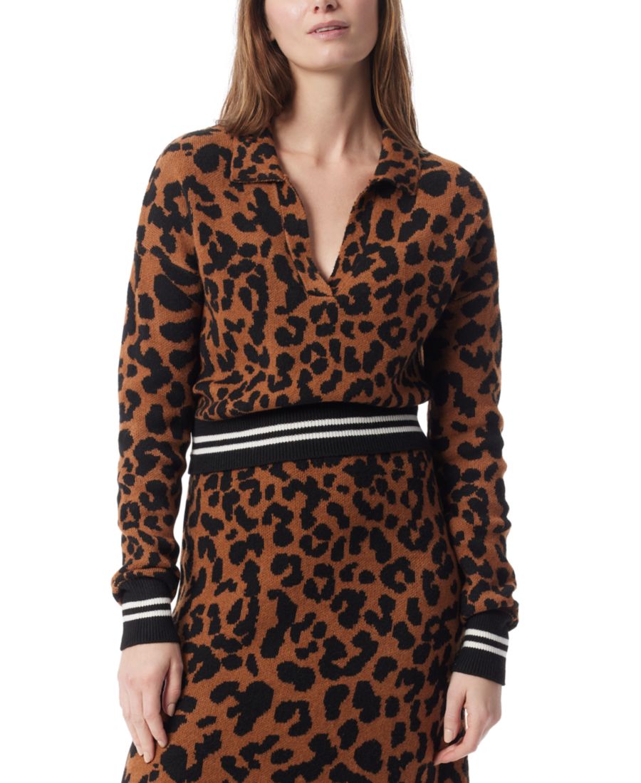 

Женский жаккардовый свитер DO by Barbara с разрезом на воротнике DEE OCLEPPO, Neautral- Animal Jacquard