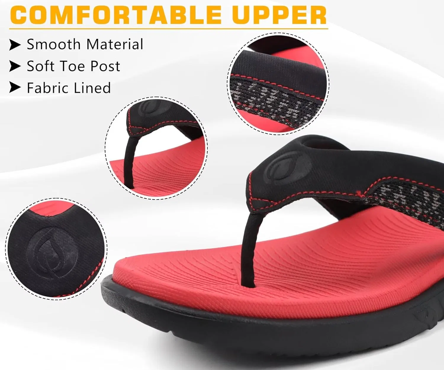 Сандалии мужские с ортопедической поддержкой ONCAI, Black/Red — фото 4