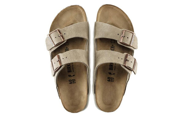 Тапочки arizona suede leather narrow fit sandals 'taupe' Birkenstock, бежевый — фото 4