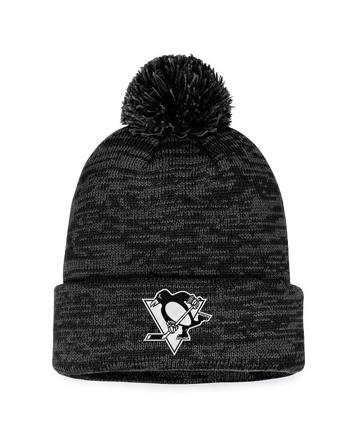 

Мужская черная вязаная шапка с манжетами и помпоном Pittsburgh Penguins Fundamental Fanatics, черный