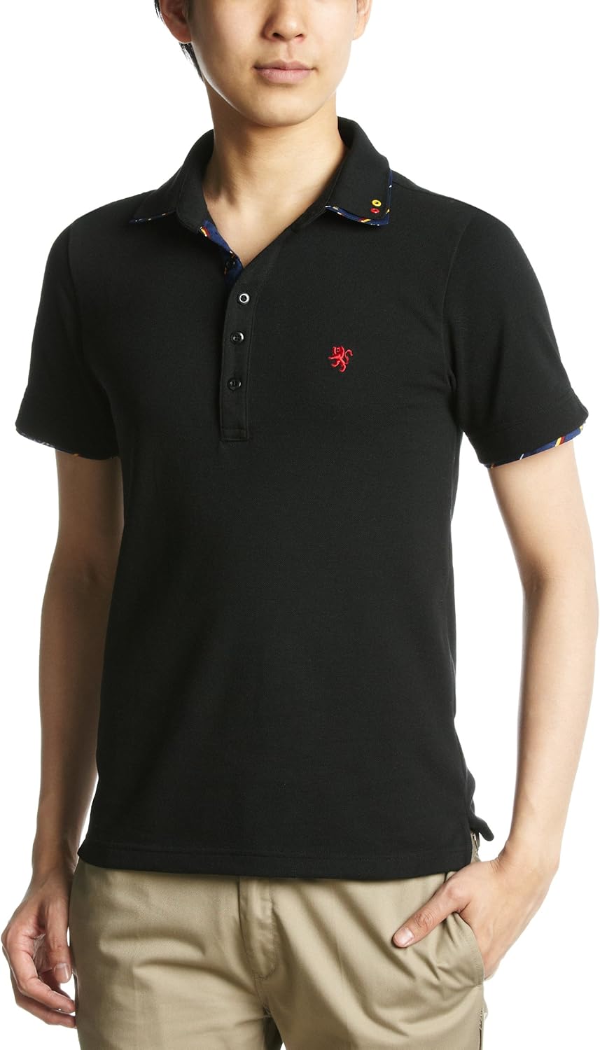 

Поло PINK PONC из пике с воротником 2 дюйма, полковой стиль Pincponc, черный