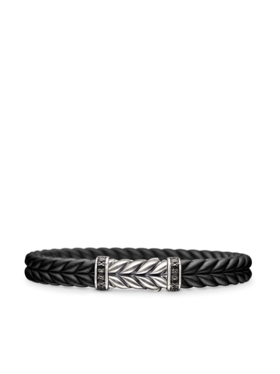

Браслет из стерлингового серебра с черными бриллиантами и шевронами David Yurman, серебряный