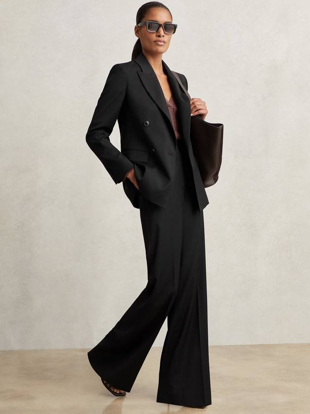 

Узкие расклешённые брюки Petite Haisley из шерстяной смеси Reiss, Black