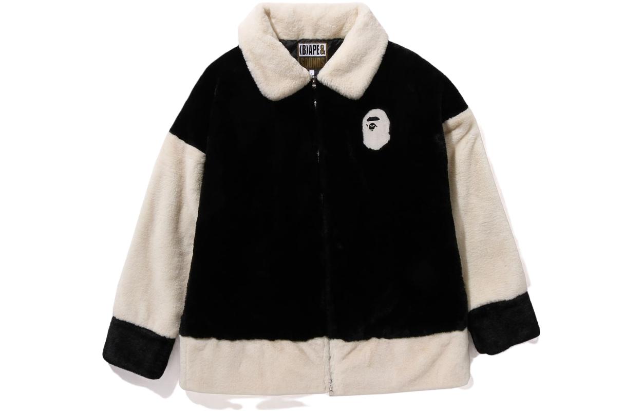 Bape BApe Искусственная меховая куртка A BATHING APE, черно-белая — фото 2