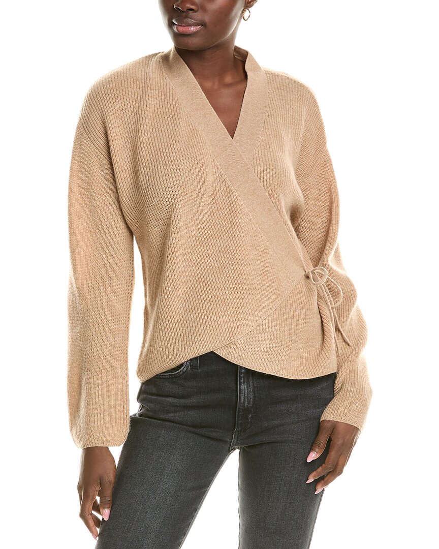

Кардиган Brodie Cashmere Wool & Cashmere-Blend с запахом в рубчик, коричневый