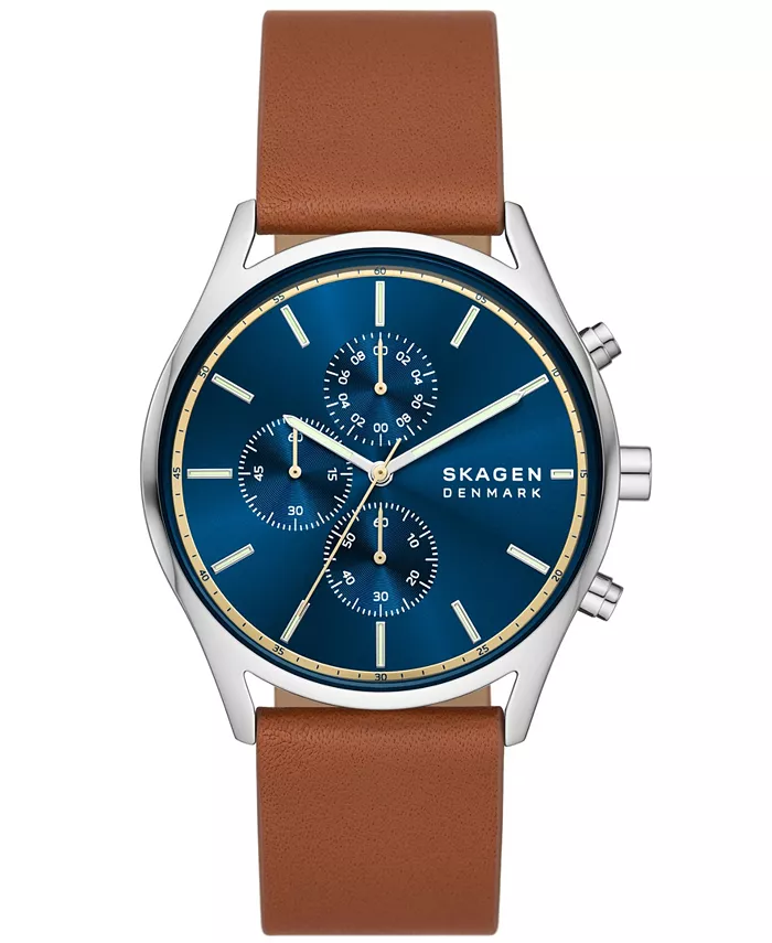 

Мужские часы Hoist Chronograph с коричневым кожаным ремешком, 42 мм Skagen