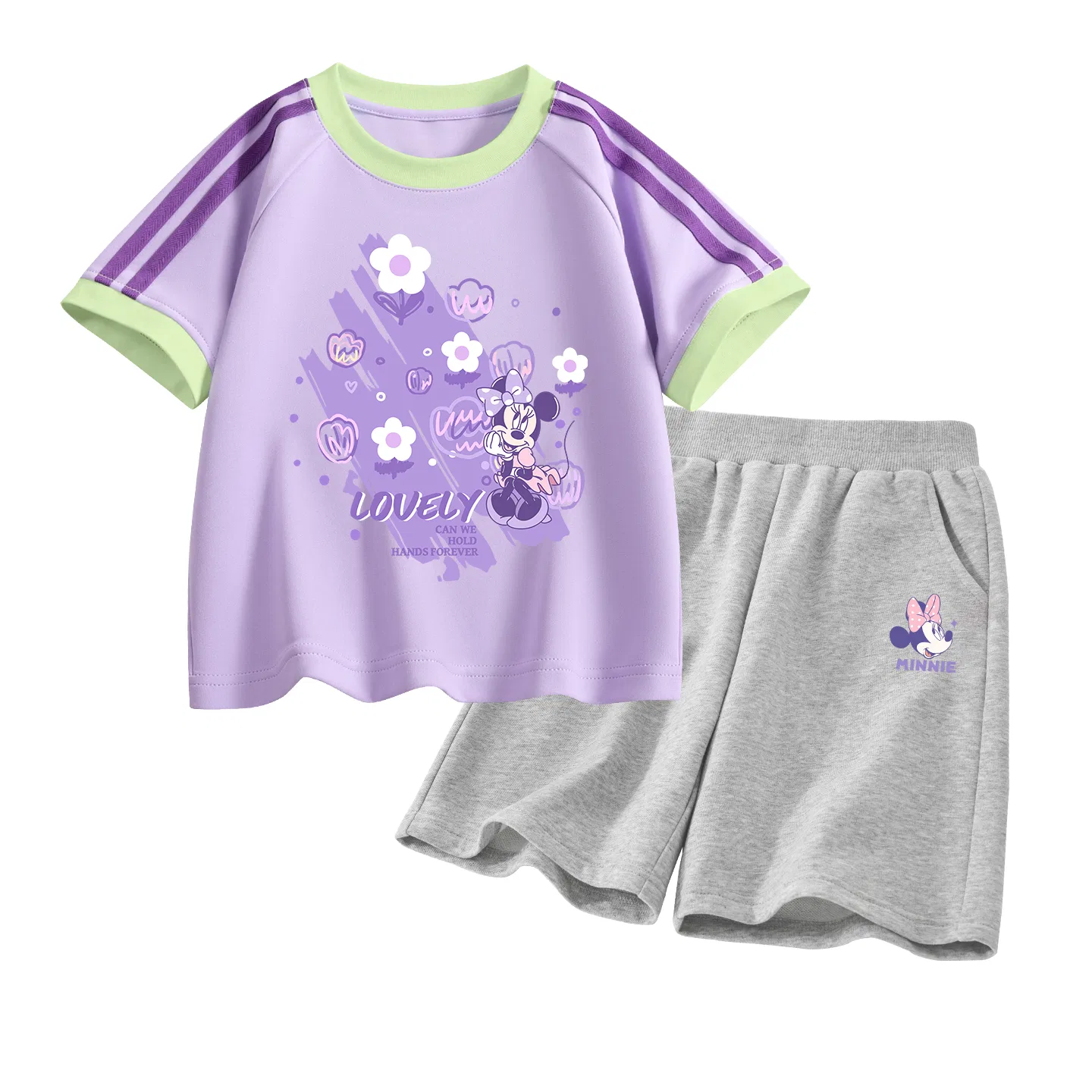Детский спортивный костюм Casual Sportswear 2 Piece Set Disney, Di Bubble Floral Sky Purple+Di Knot K Gray