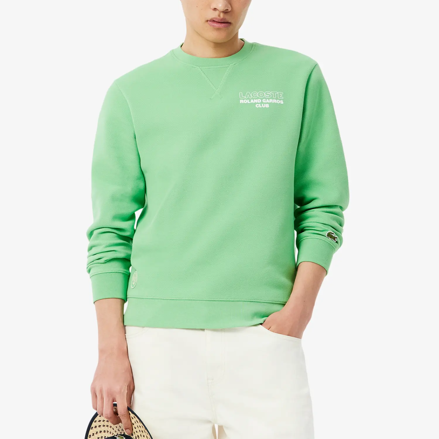 Свитшот мужской с круглым вырезом Moderate LACOSTE, lime зеленый/ttf — фото 4
