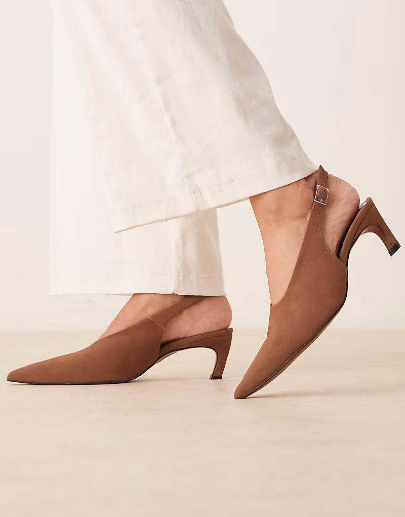 Туфли ASOS DESIGN Sculpt на среднем каблуке из верблюжьей замши — фото 4