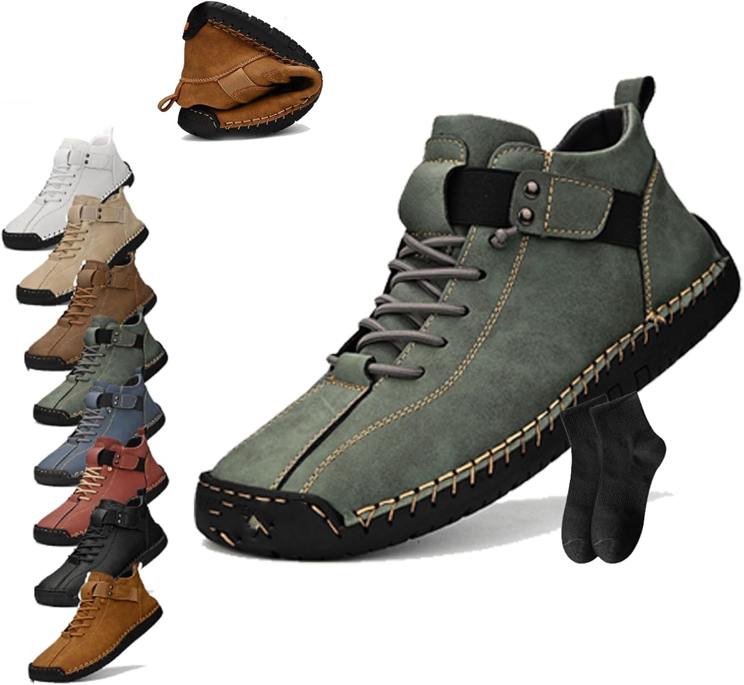 

Мужские повседневные лоферы-мокасины ручной работы Noworfewer, зеленый