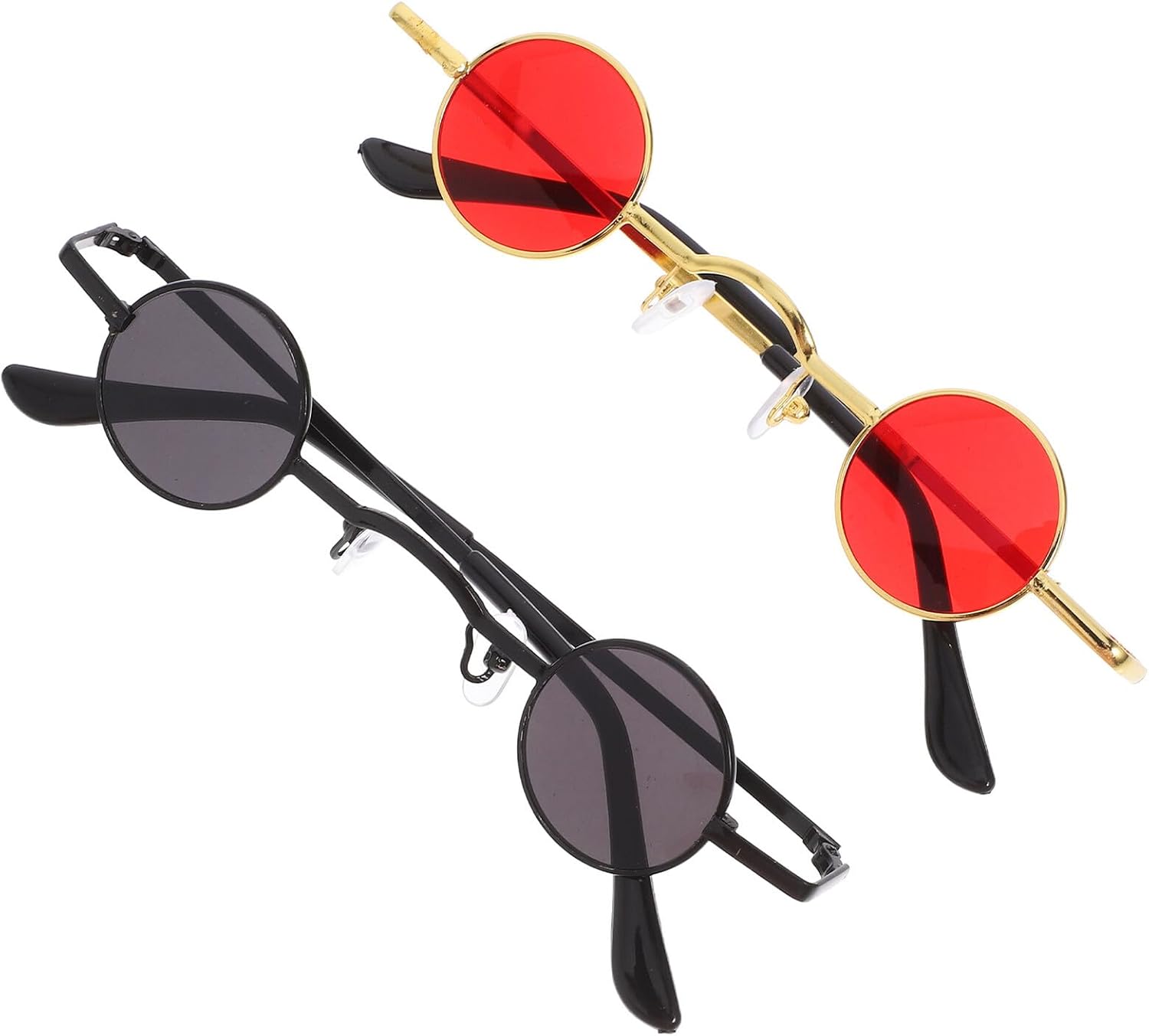 

Винтажные солнцезащитные очки в форме маленького круга для женщин и мужчин, ретро-очки в стиле хиппи, круглые очки для вечеринок, черная и красная оправа JEWEDECO, Black