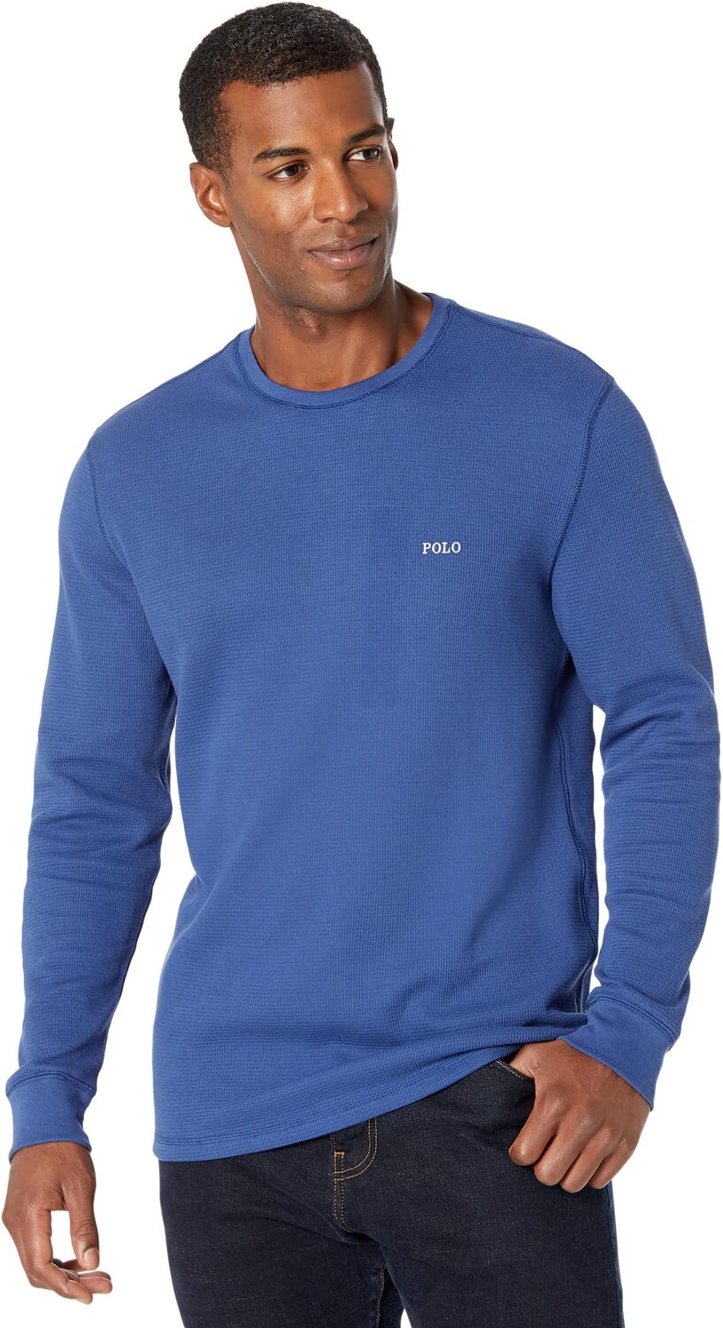 

Вафельный свитер с длинными рукавами Polo Ralph Lauren, цвет Bali Blue White Logo/PP