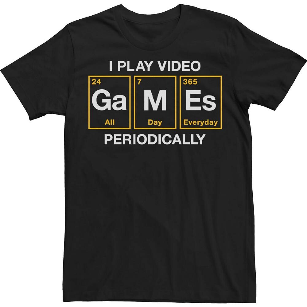 

Футболка с надписью Big & Tall Periodic Gamer Attitude Licensed Character, черный