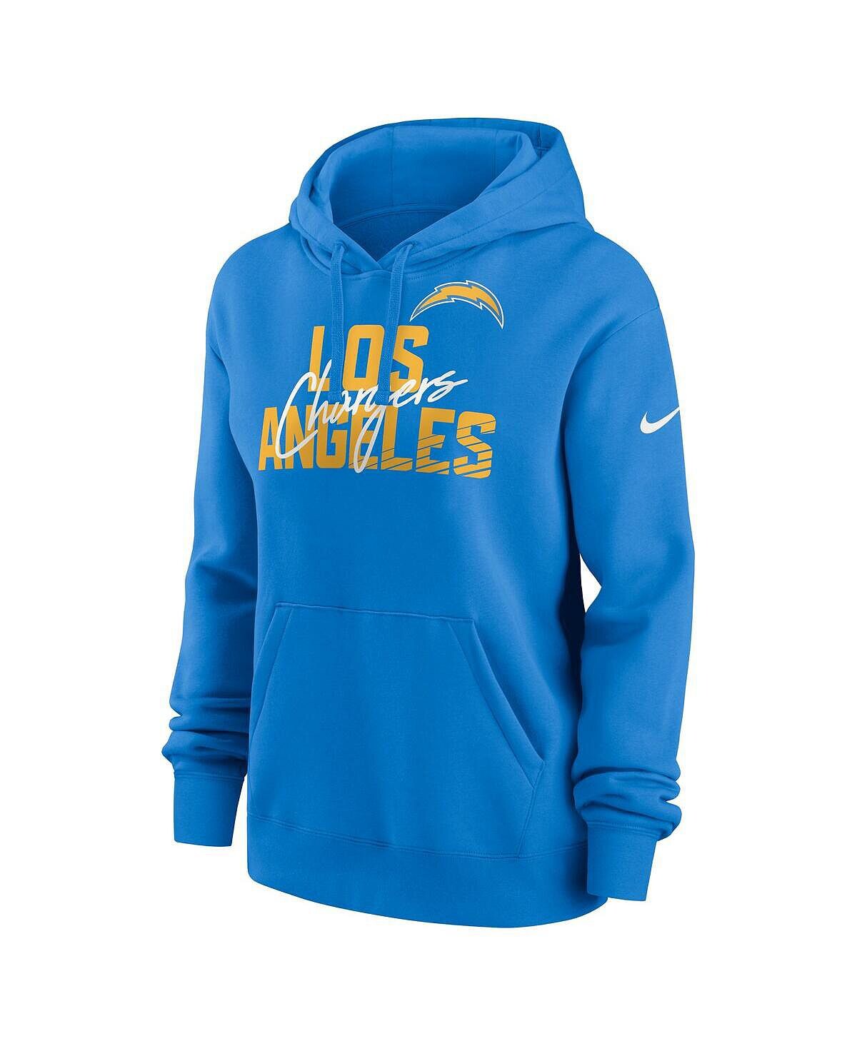 Женский флисовый пуловер с капюшоном цвета Los Angeles Chargers Wordmark Club синего цвета Nike — фото 4