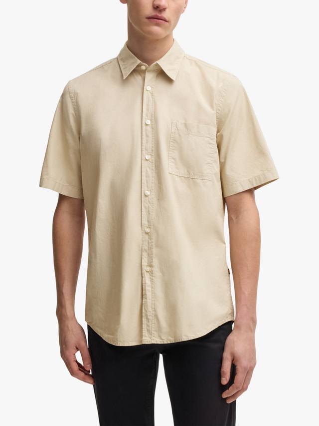

BOSS Cotton Regular Fit рубашка с короткими рукавами HUGO BOSS, Light Beige