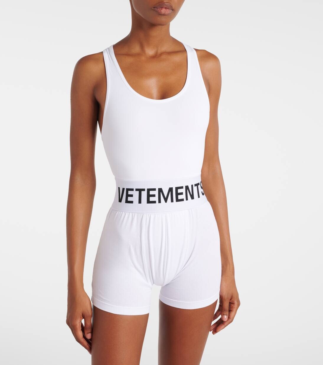 Спортивный бюстгальтер с логотипом Vetements, белый — фото 2