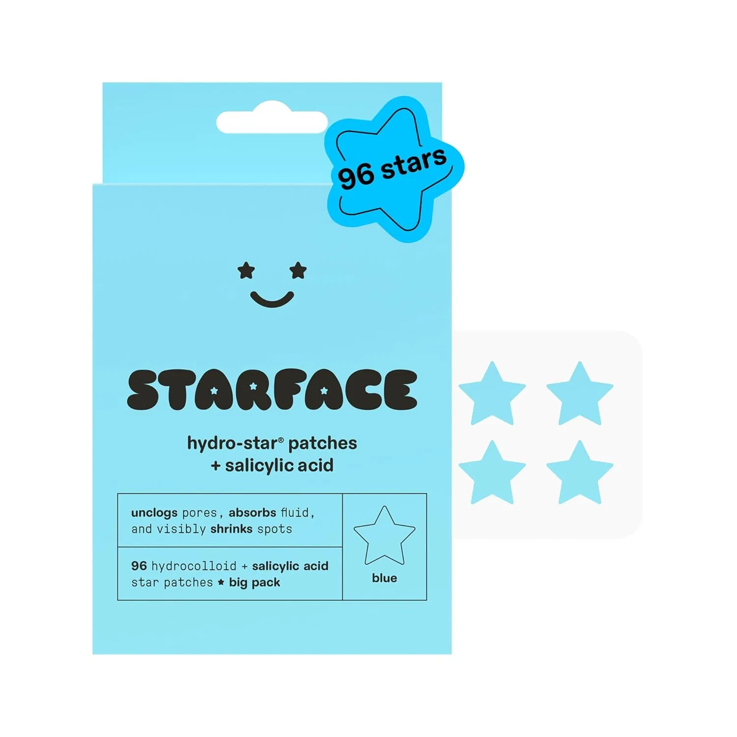 Патчи от прыщей «Hydro-Star Salicylic Acid Patches» с салициловой кислотой от Starface Starface World, Blue Salicylic Acid Stars