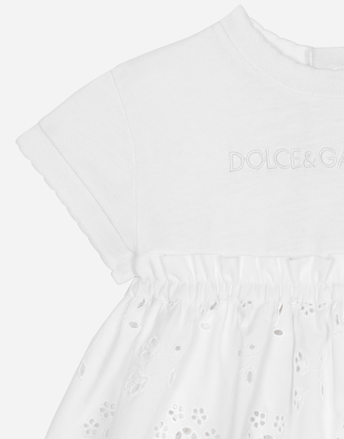 Платье из джерси и поплина с логотипом Dolce&Gabbana, белый — фото 4