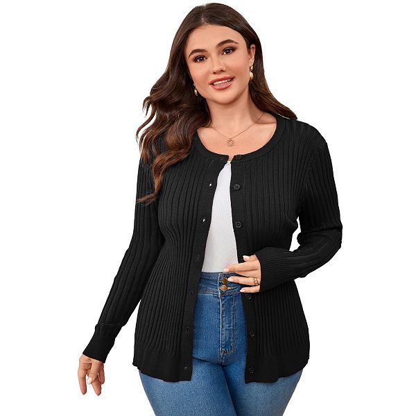 

Женский кардиган с разрезом и вязкой косичкой Yesfashion, Black