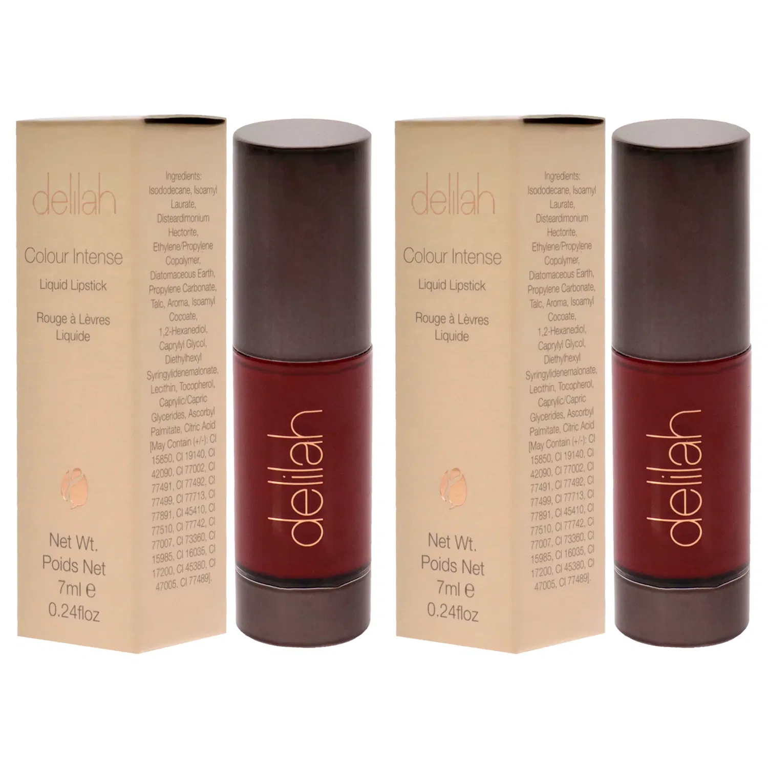 Жидкая помада Colour Intense Liquid Lipstick - Retro от Delilah для женщин - 0,24 унции - набор из 2 штук, красный — фото 4
