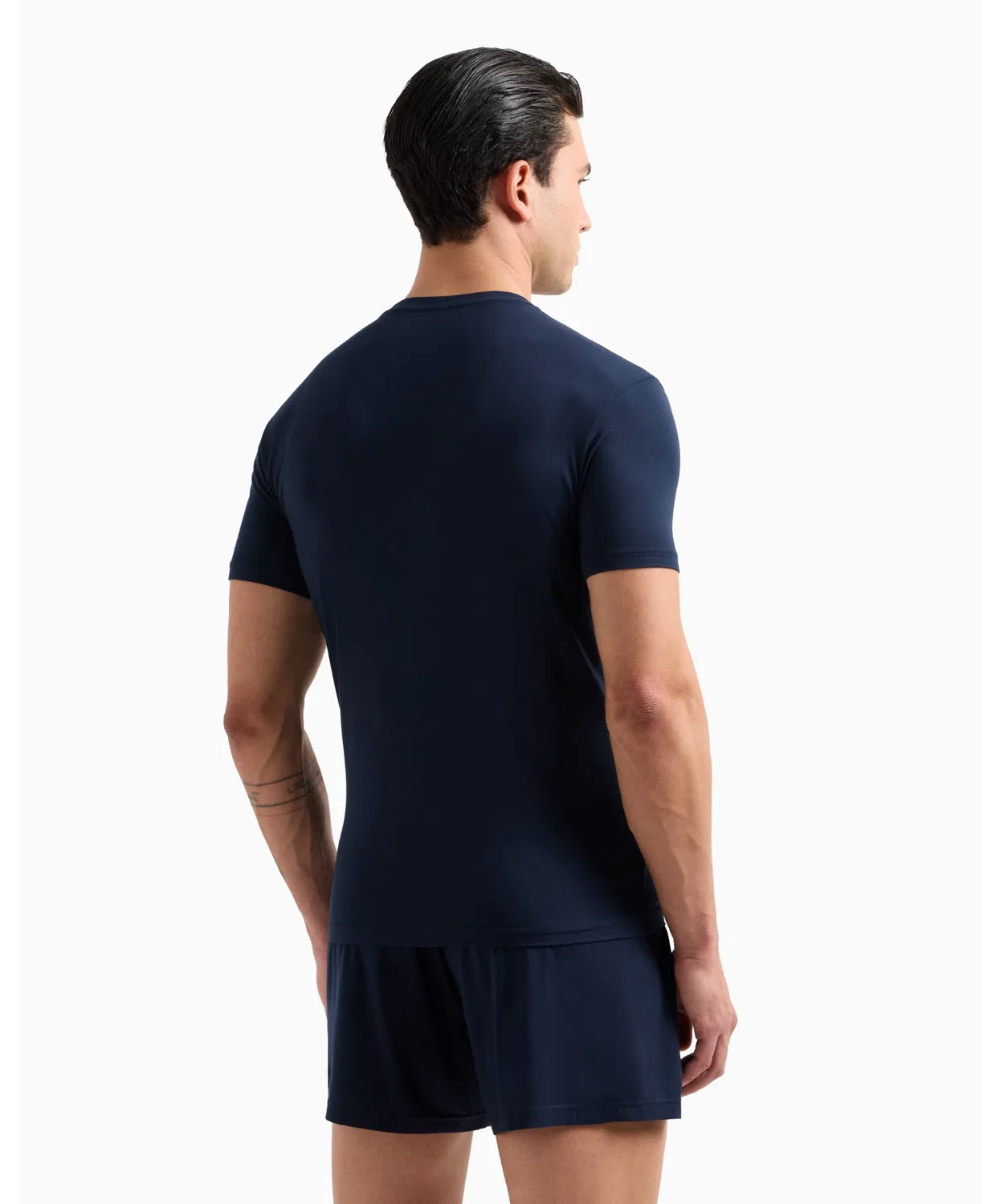 Футболка облегающая Emporio Armani из модала, тёмно-синяя — фото 3