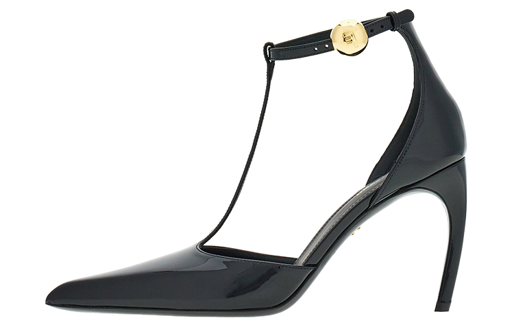 Туфли-лодочки из лакированной кожи с Т-образным ремешком, 85 мм Ferragamo, Black
