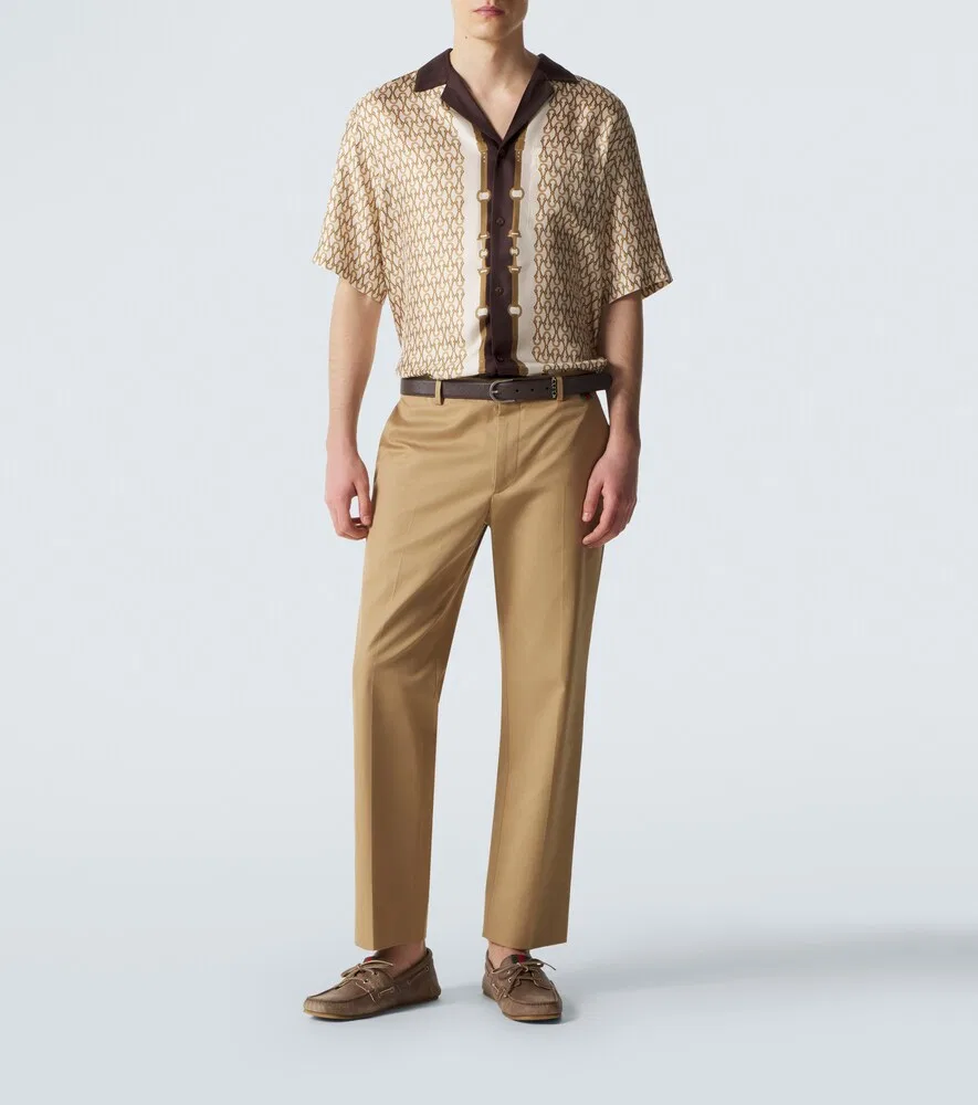 Кожаные лодочные туфли Web Stripe Gucci, коричневый — фото 2