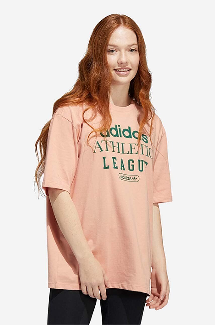 

Хлопковая футболка adidas Originals, розовый