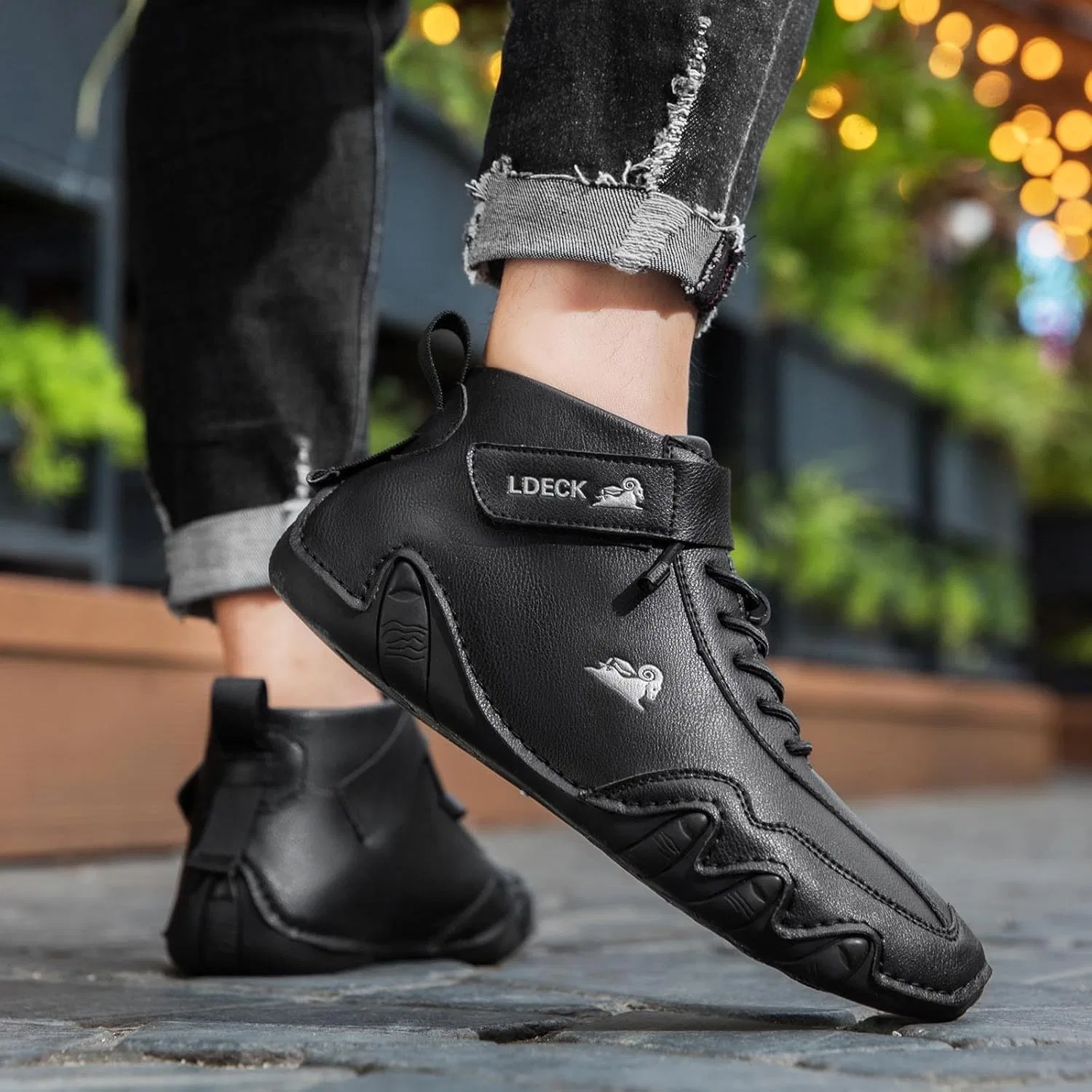 Высокие кроссовки Straßenlaufschuhe Herren Leder Sportschuhe Trendiges für aktive Lebensstile Generic, Schwarz — фото 4